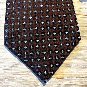Trussardi Luxury Tie - Made in Italy - 100% Silk - Brown, Blue and Silver